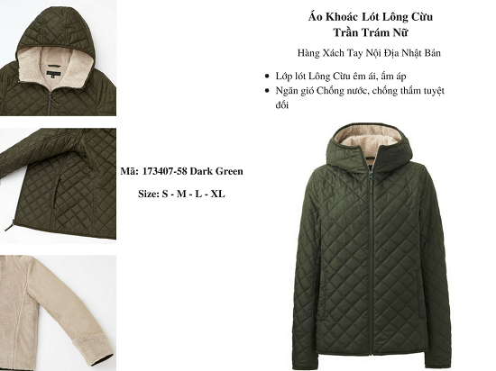 áo khoác nữ lông cừu trần trám uniqlo