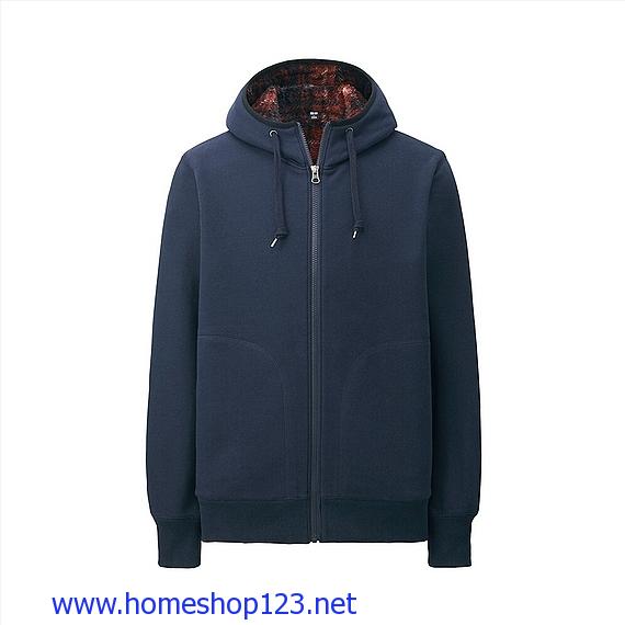 Áo Khoác Lông Cừu Cotton Nam Uniqlo 146197 - 69 Navy Có Mũ