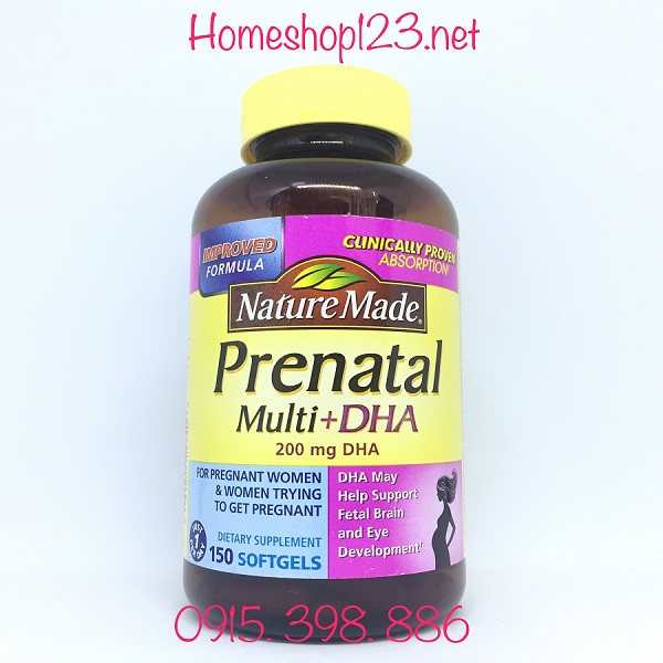 Vitamin bà bầu Nature Made Prenatal Multi DHA 150 viên